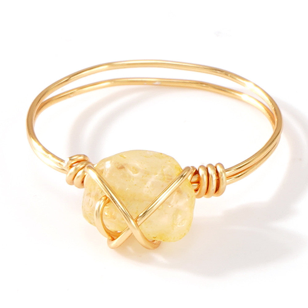Wholesale Natural Stone Ring Light Luxury Elegant Niche Design Jewelry Accessory Gift