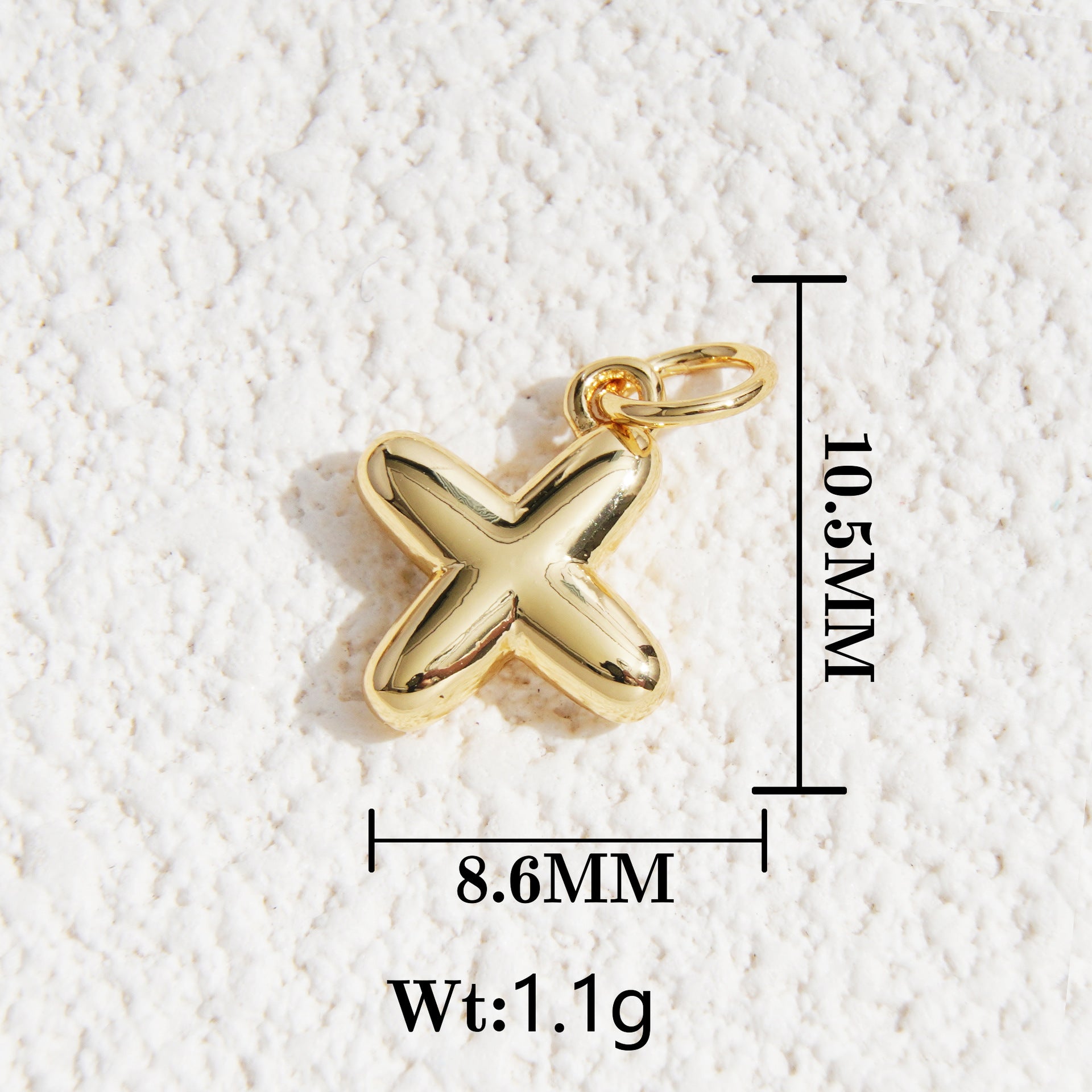 Wholesale5pcs DIY Copper Jewelry Charms— Gold-Tone Letter Series