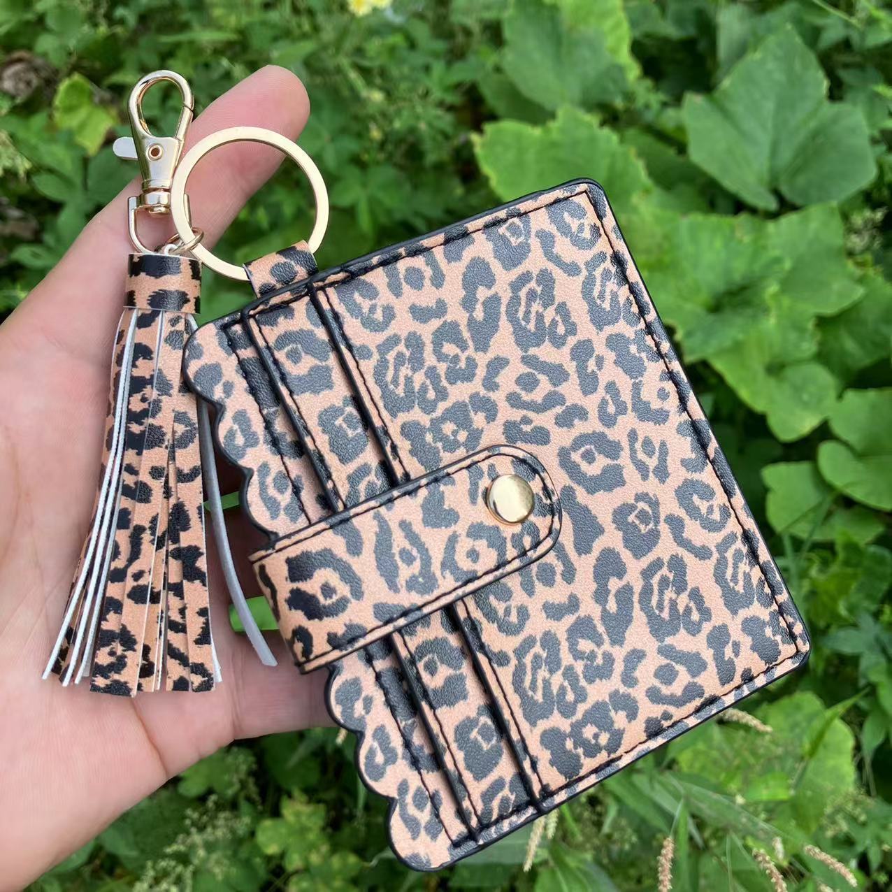 Wholesale Leopard Print Plaid Tie Dye Plaid Card Holder Keychain Wristlet Keychain ACC-KC-QiuXue008