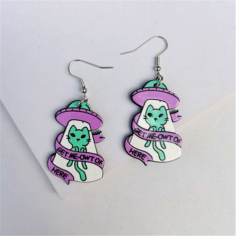 Wholesale Acrylic Cat Earrings Colorful Fashion Jewelry Accessory