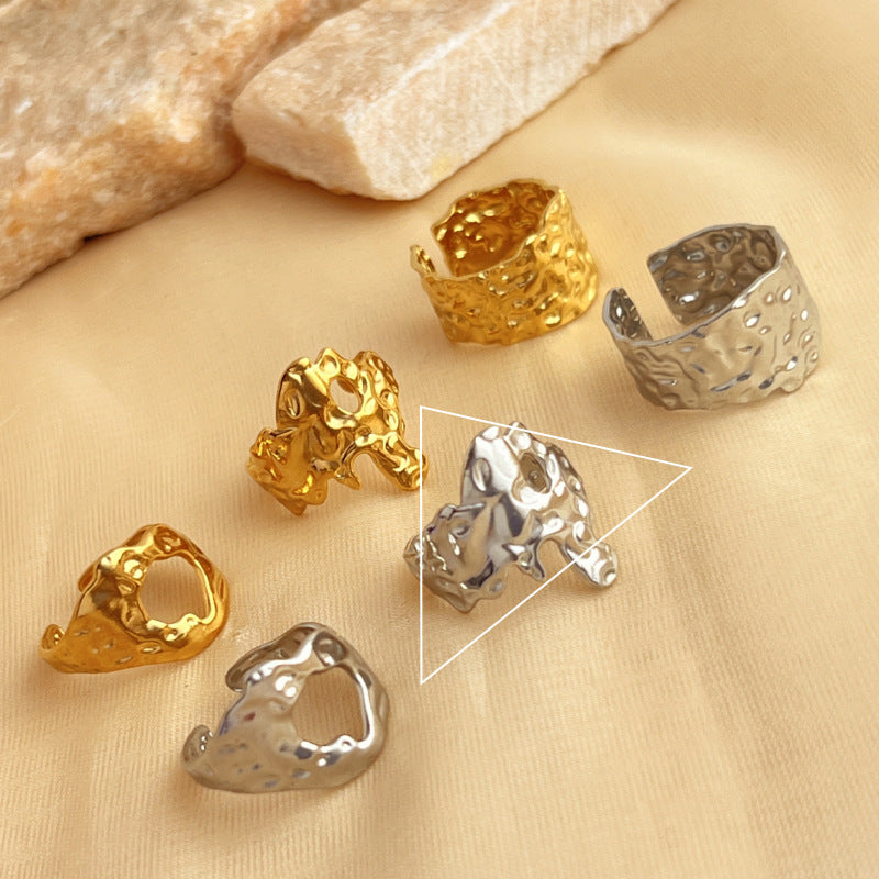 Wholesale Geometric Wide Face Stainless Steel Ring