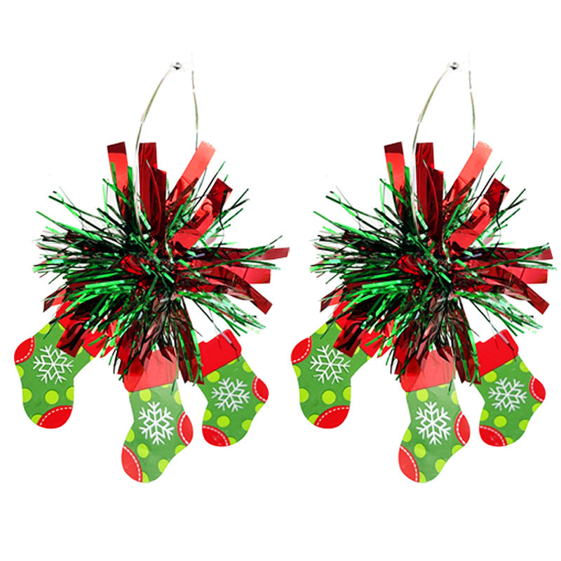 Wholesale 2 Pairs/pack Christmas Atmosphere Fireworks Gingerbread Man Christmas Stocking Earrings ACC-ES-HY180