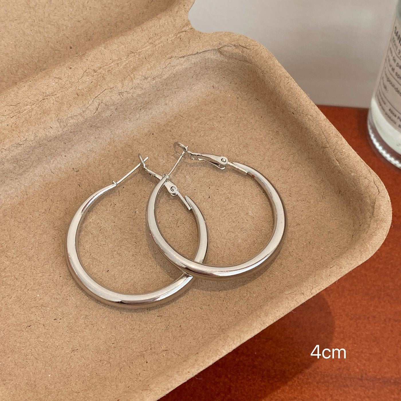Wholesale Large earrings  suitable silver needle earrings large circle plain earrings