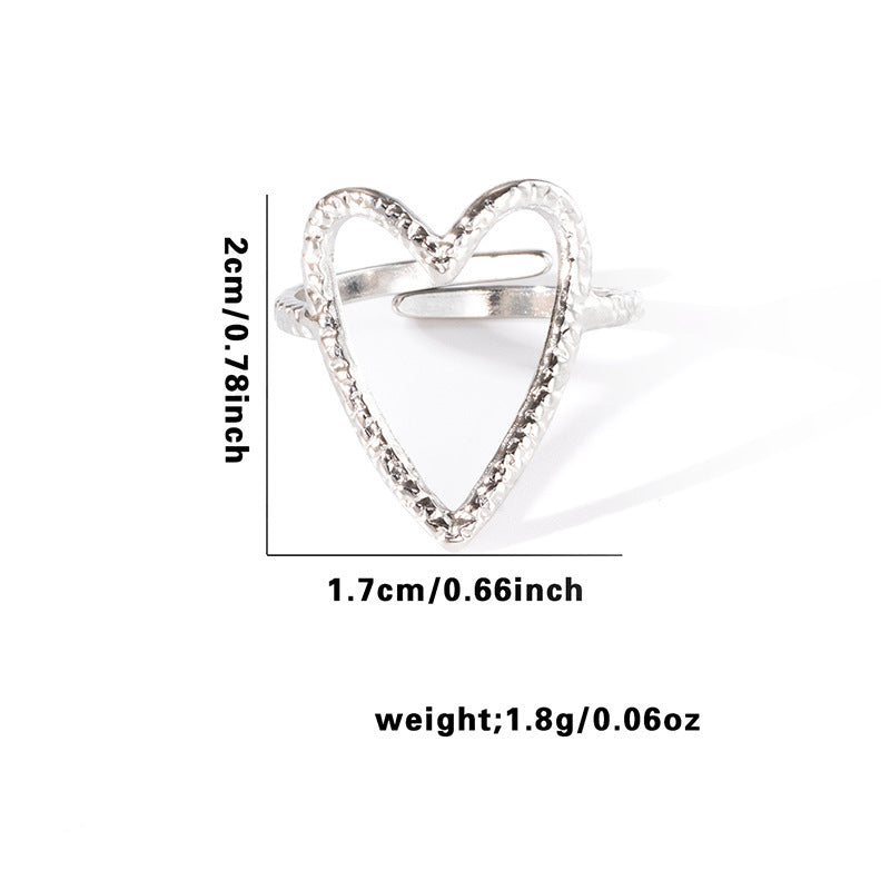Wholesale Gold Plated Titanium Steel Heart Cut Out Ring Fashion Jewelry Accessory for Everyday Wear