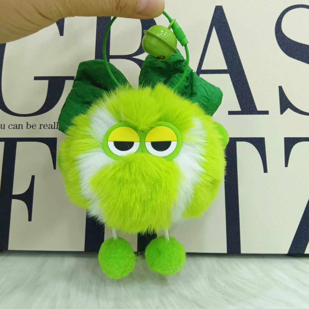 Wholesale cute little tennis ball rex rabbit fur keychain