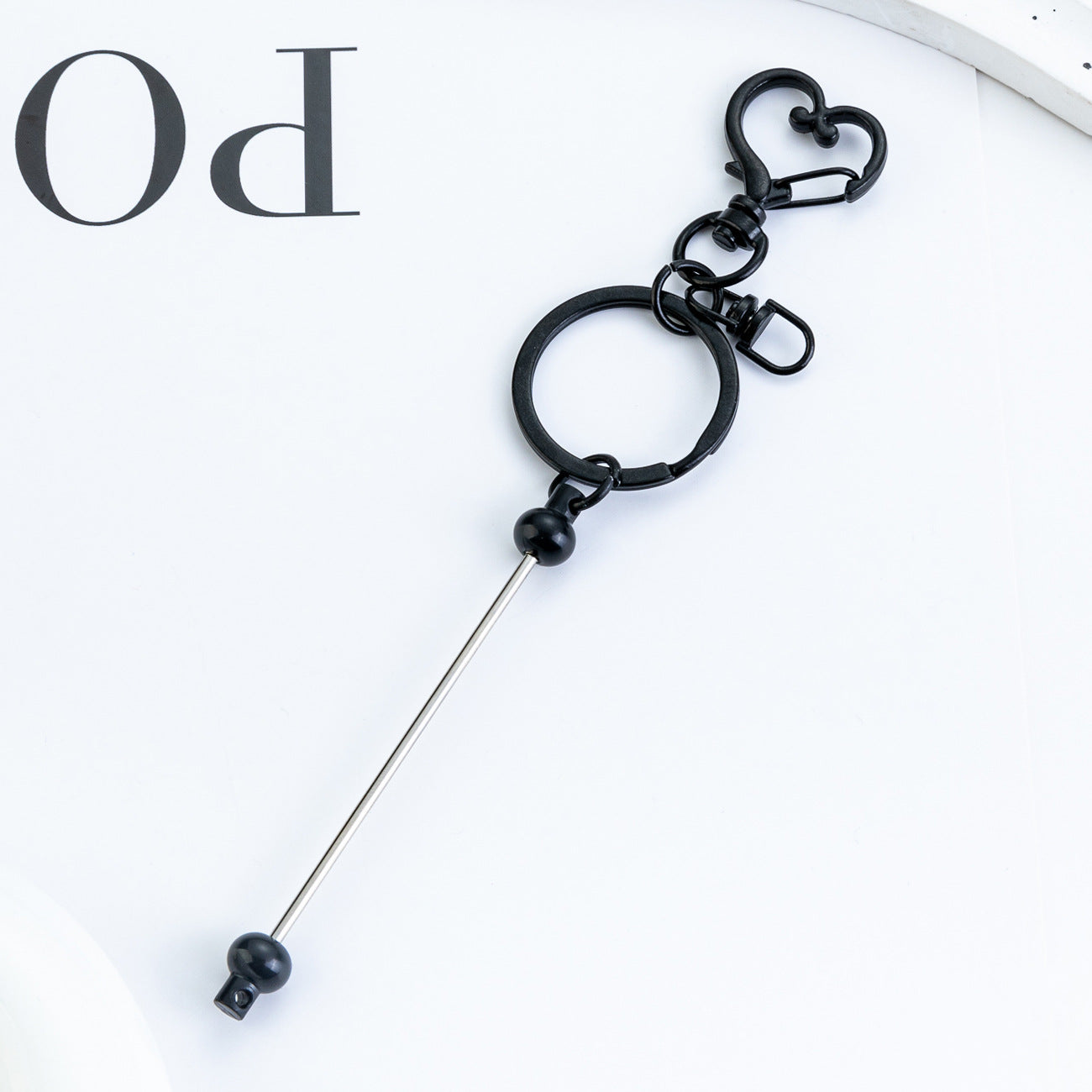 Wholesale DIY Beaded Heart Keychain Pendant Beadable Keychains