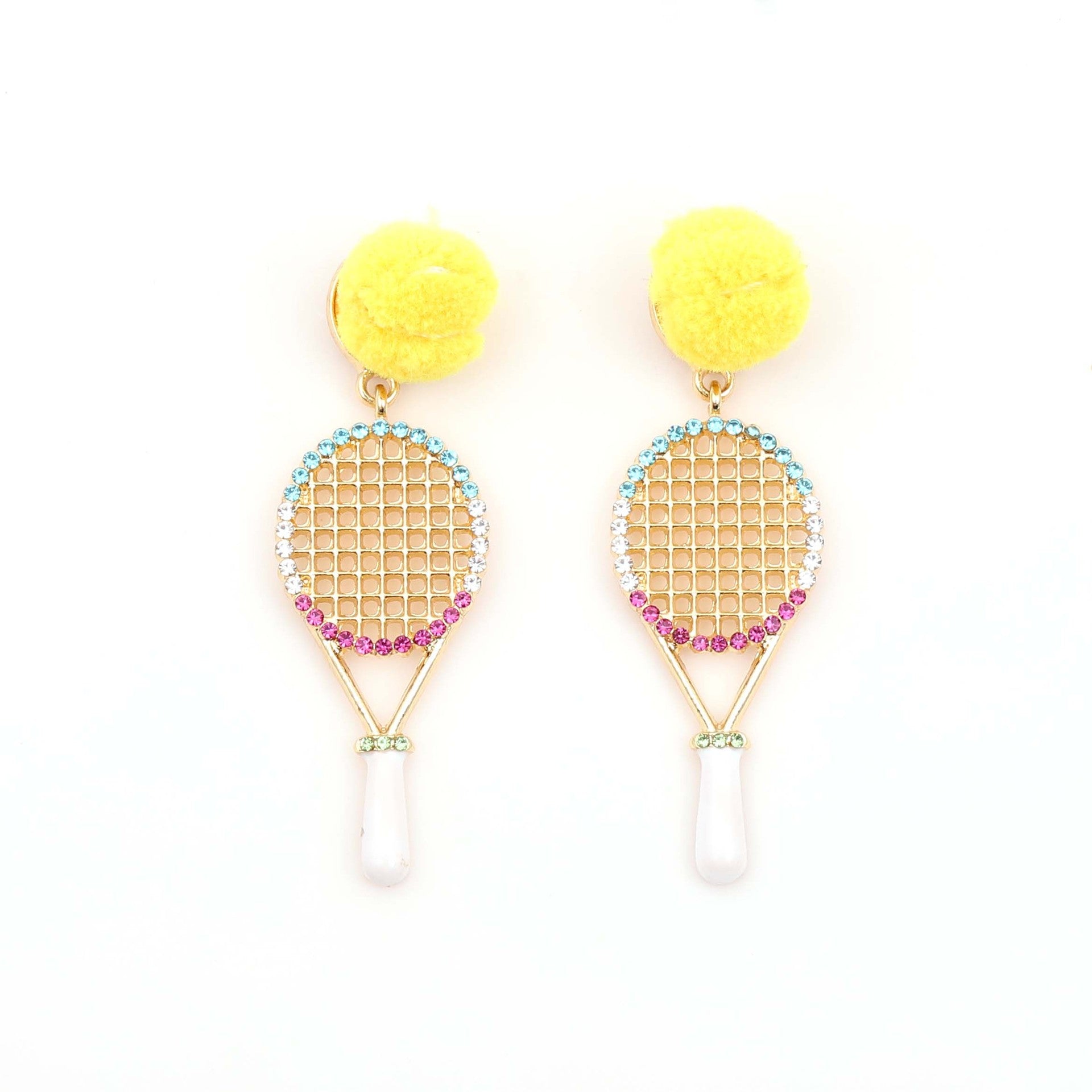 Wholesale Sports Alloy Tennis Racket Diamond Earrings
