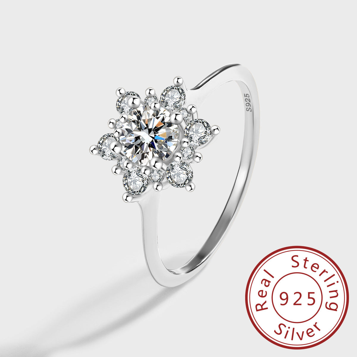 Wholesale Diamond-embedded snowflake S925 sterling silver ring