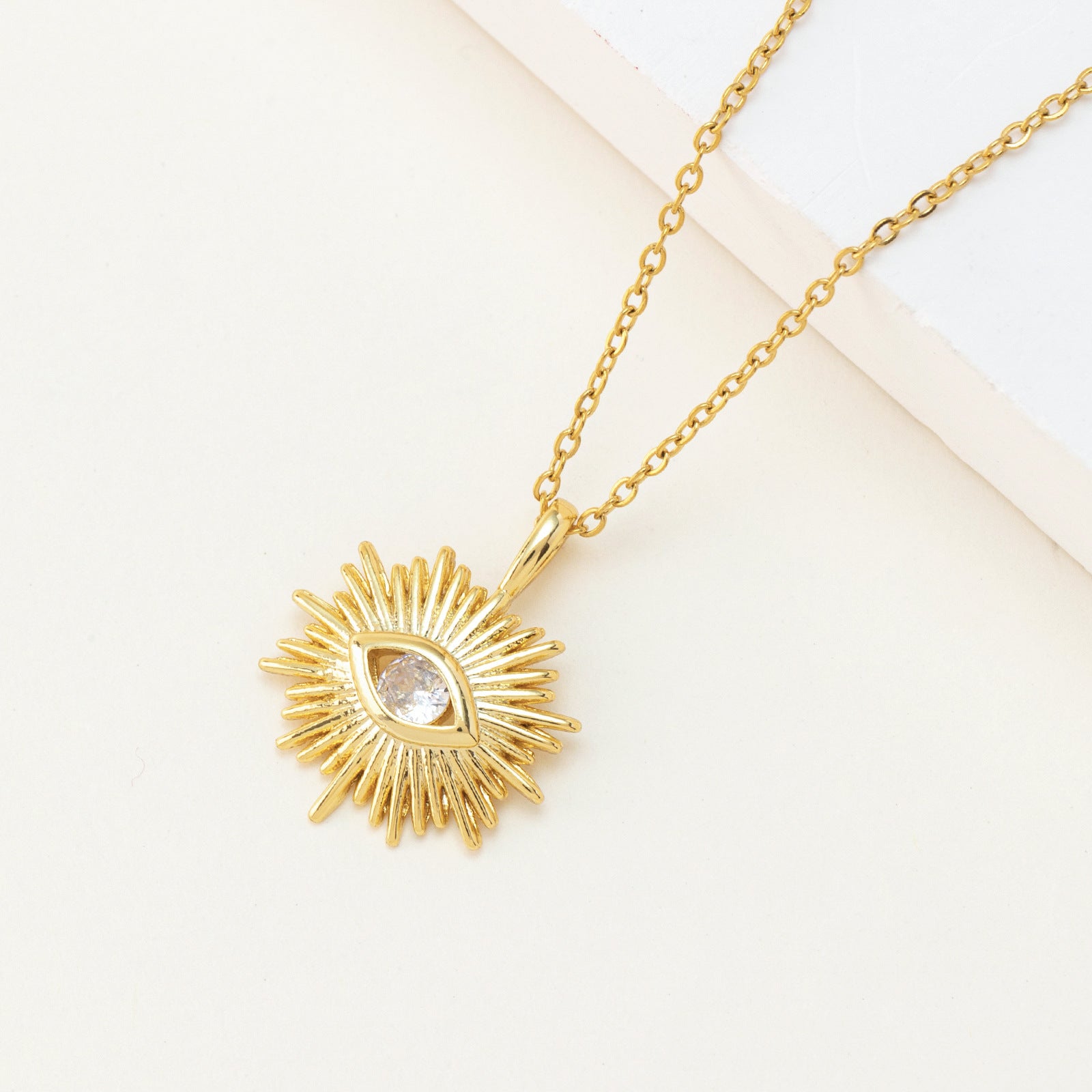 Wholesale Oil Dropping Devil's Eye  Zircon  Copper Plated 18k Gold  Necklace