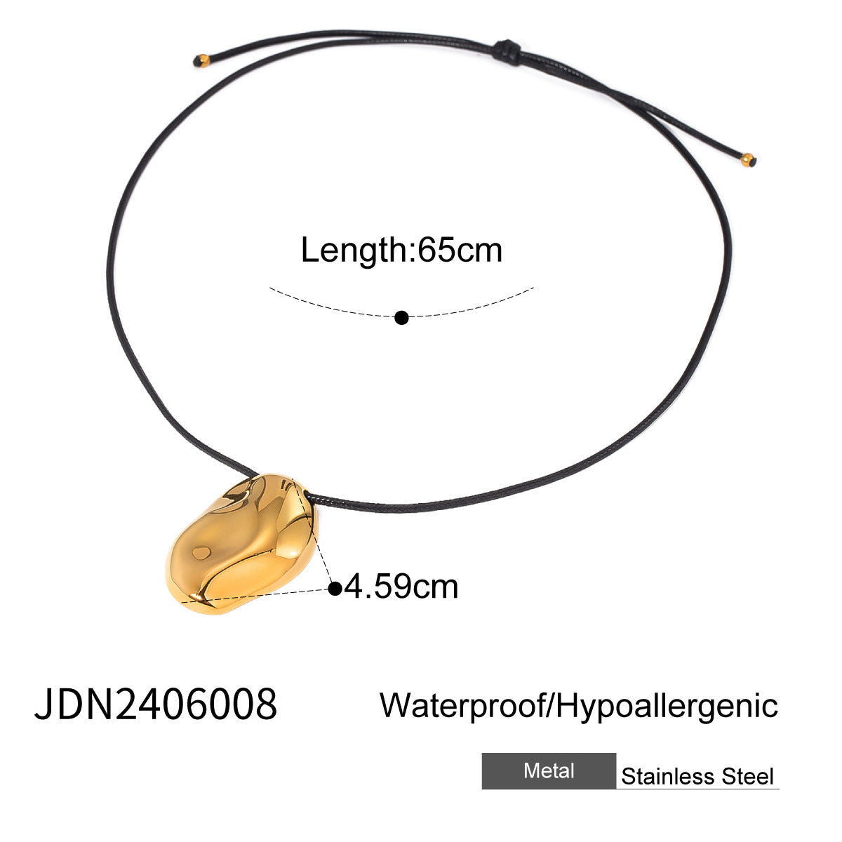 Wholesale 18k gold pendant stainless steel black wax rope bow starfish necklace