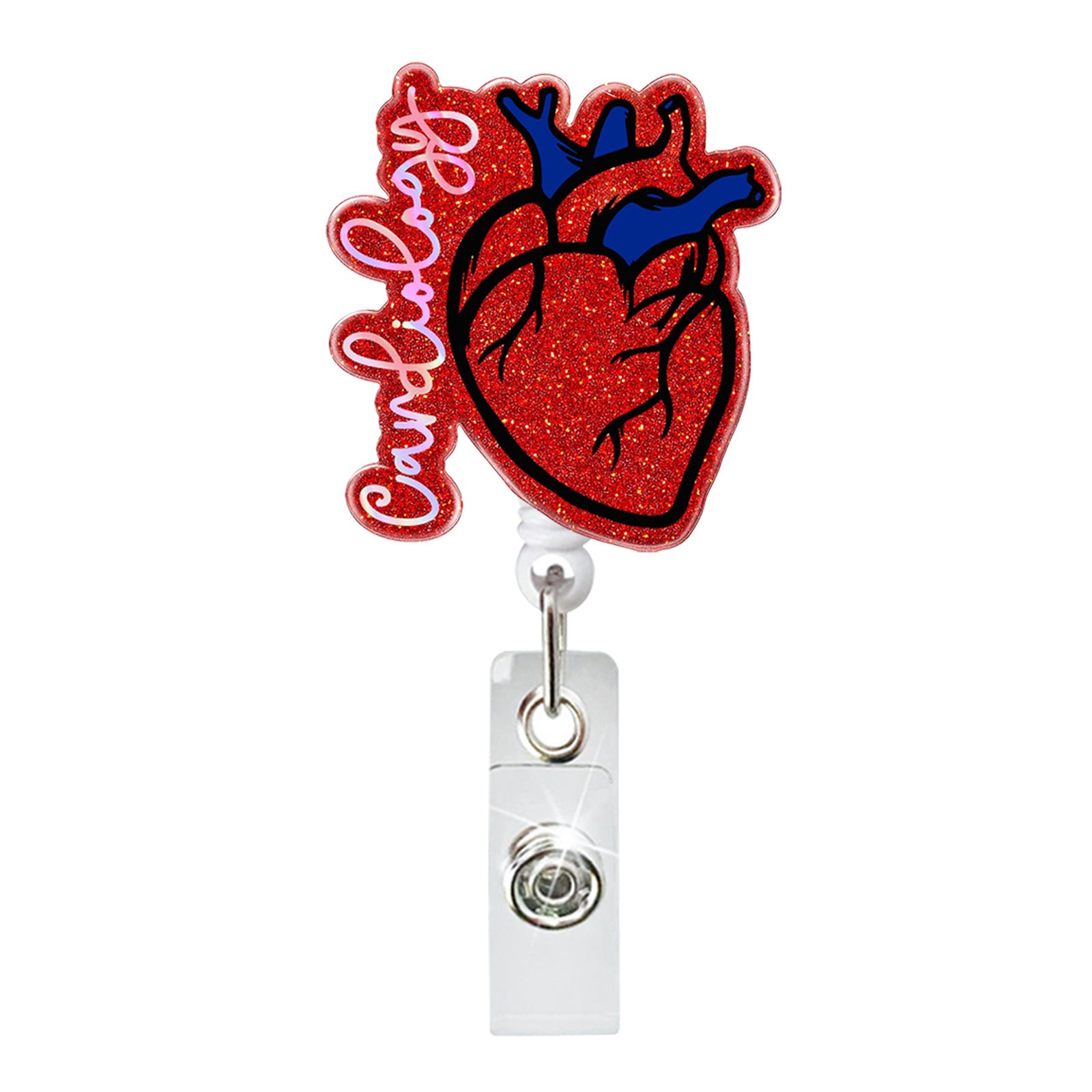 Wholesale Heart Pattern Acrylic Badge Scroll Easy Stretch Shrink Keychain ACC-KC-BoYan004
