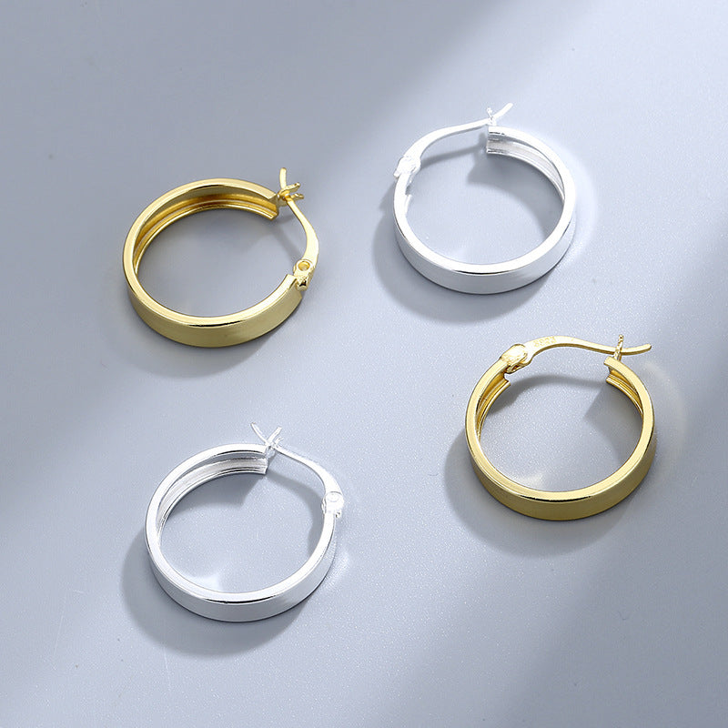 Wholesale S925 sterling silver plain hoop earrings