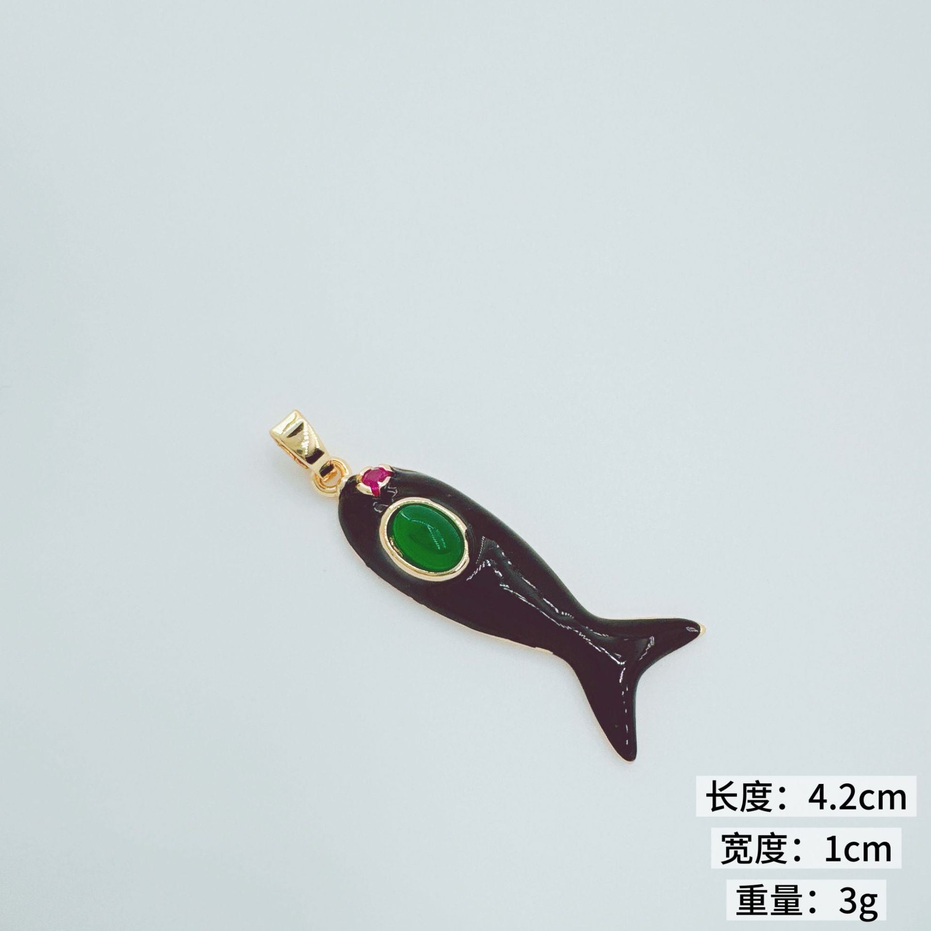 Wholesale Swimming Fish Pendant Necklace with Gemstone Inlay Copper Fashion Jewelry Accessory