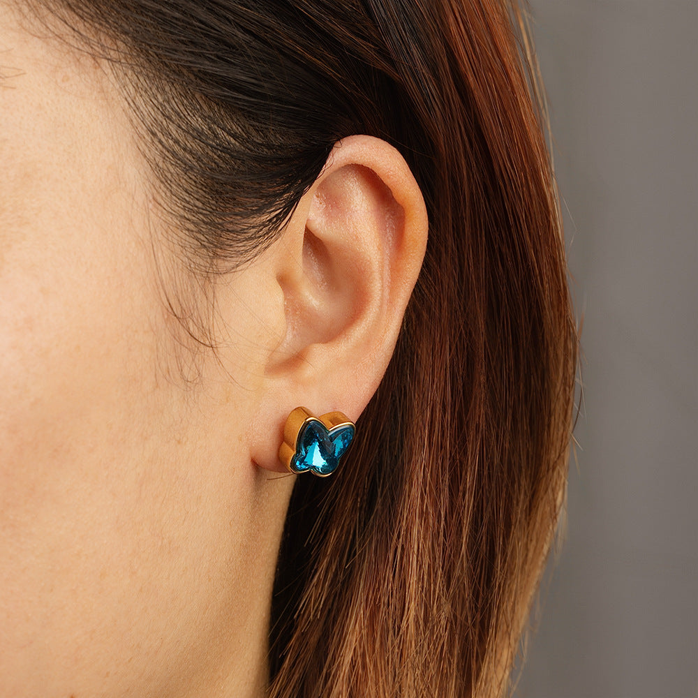 Wholesale Gold Plated Stainless Steel Butterfly Earrings Colorful Details Women Jewelry Accessory