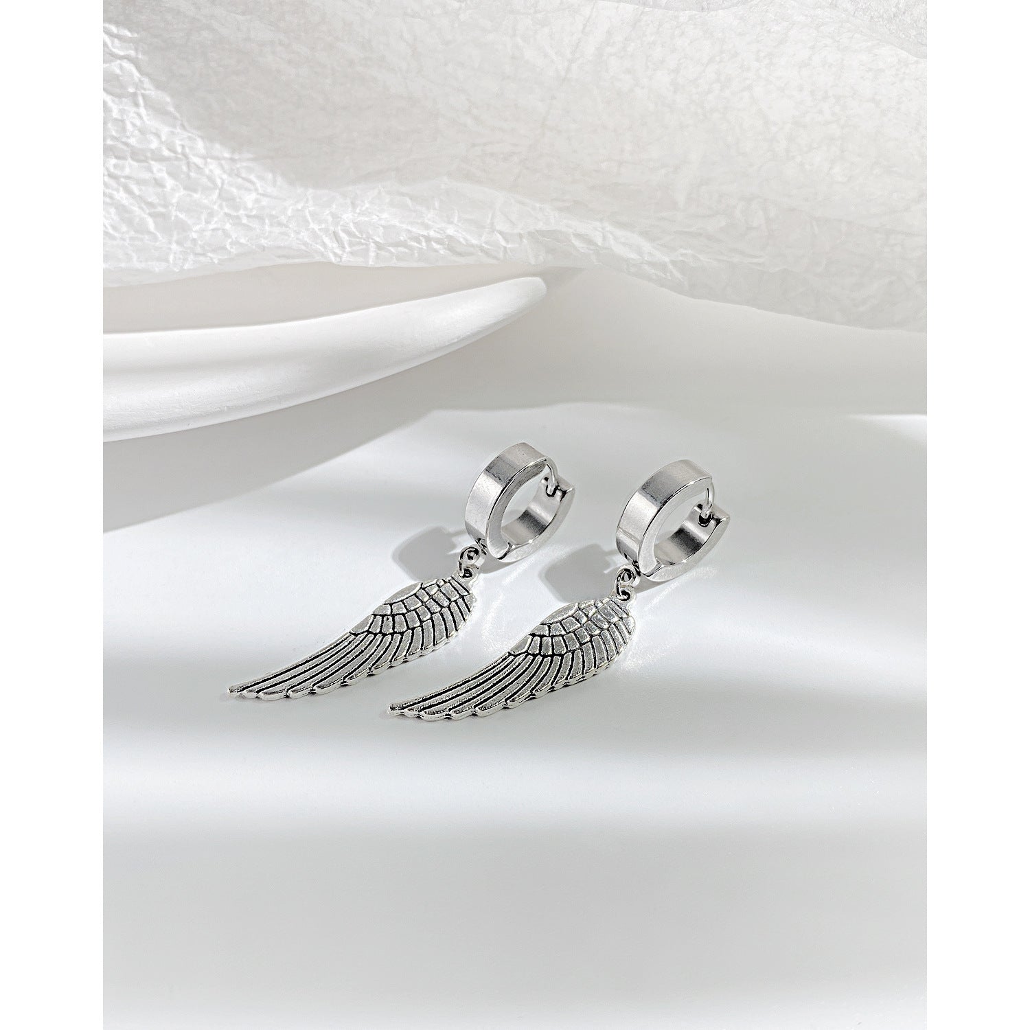 Wholesale  Punk Angel Wings Stainless Steel Earrings