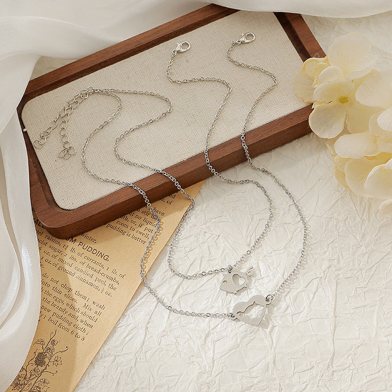 Wholesale Stainless Steel Necklace Clavicle Chain Hollow Love Unicorn Necklace