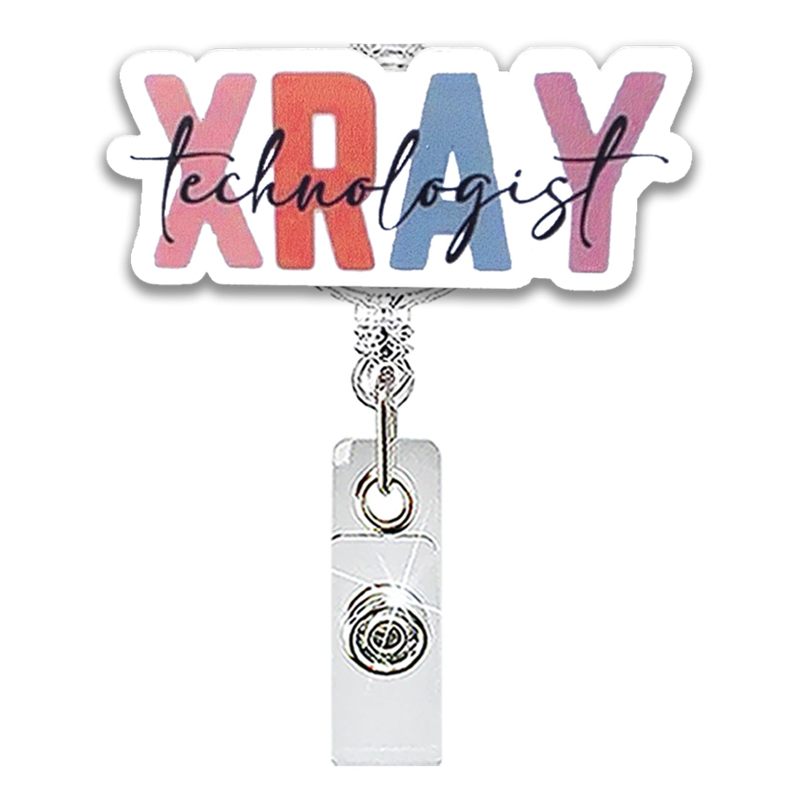 Wholesale Chic Glitter Acrylic Retractable Rotating Badge Holder for Medical Student ID Clip