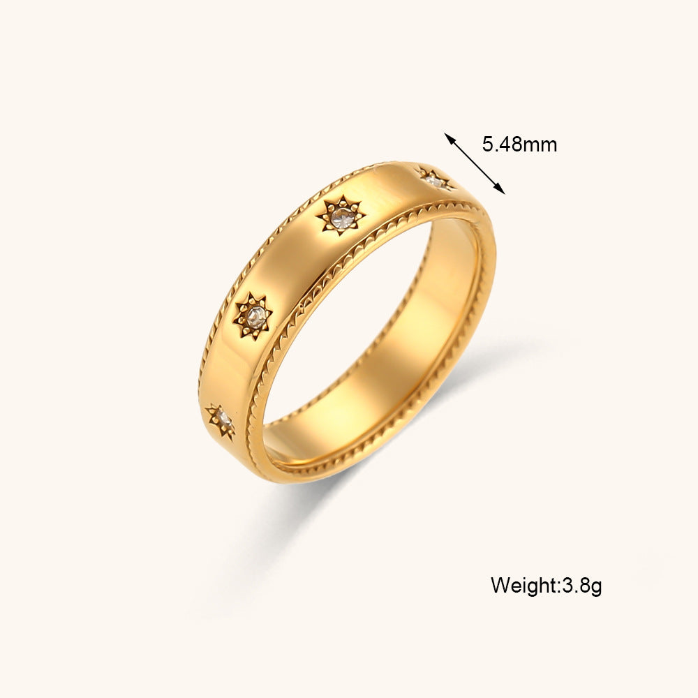 Wholesale Ring Jewelry Jewelry Stainless Steel Rings Gold Plated Zirconium Ring Gold Plated Rings ACC-RS-DingRan004
