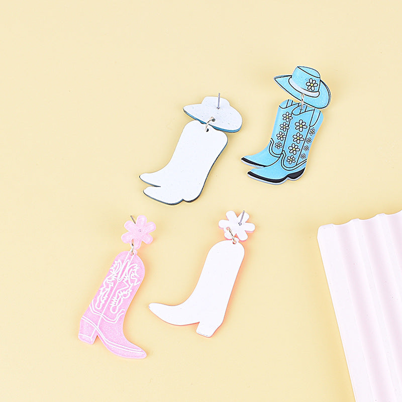 Wholesale Acrylic Mexican Festival Earrings Western Cowboy Hat Boots Earrings