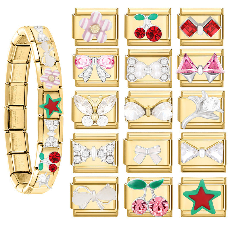 Wholesale Italian Charm Bracelet 9mm DIY Gold Base Colorful  Stainless Steel Composable Bracelet