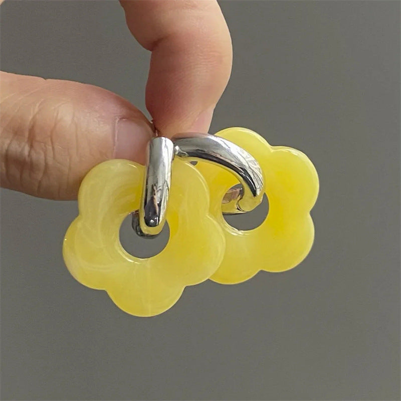 Wholesale Resin Flower Copper Earrings ACC-ES-MLR009