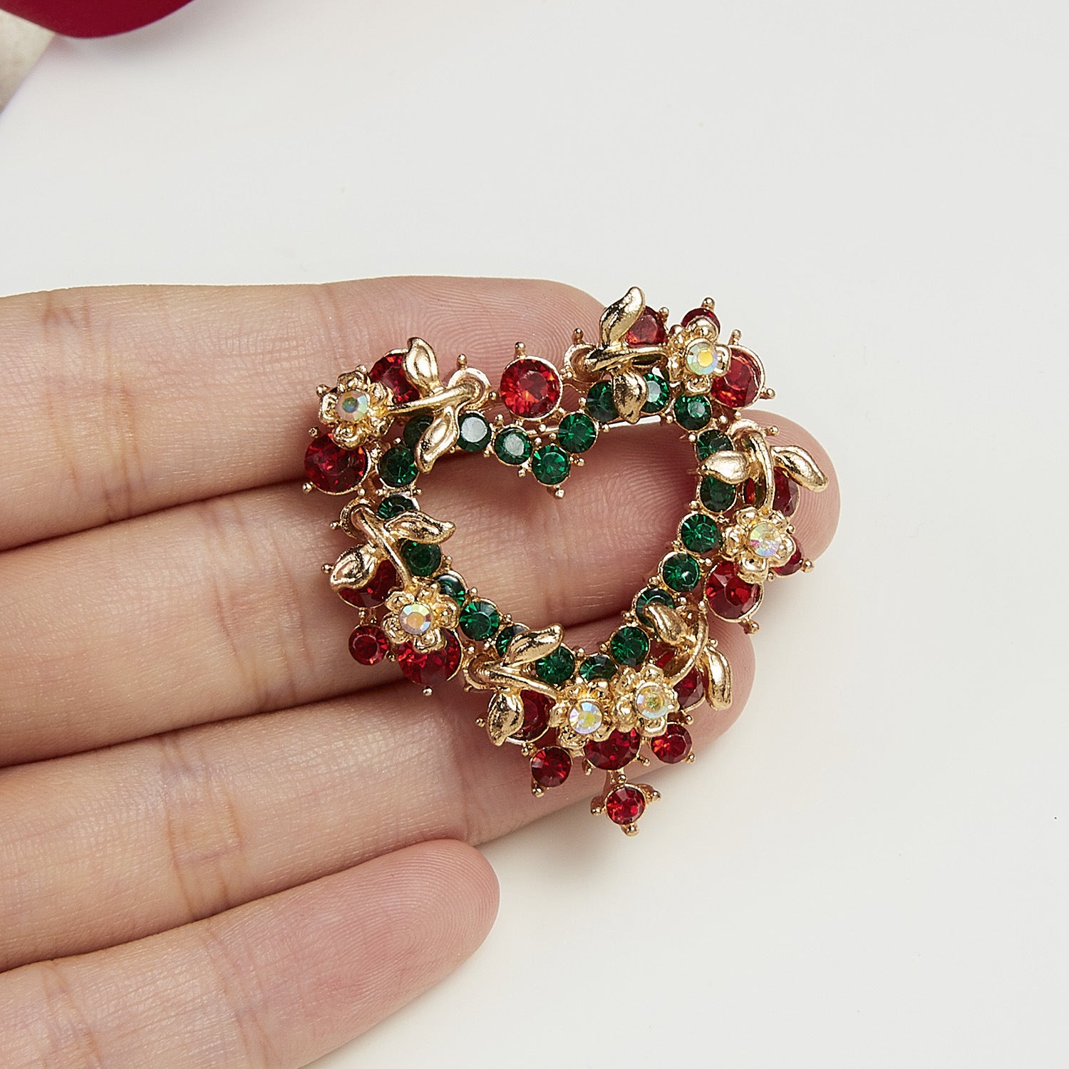 Wholesale Garland bell bow rhinestone Christmas brooch