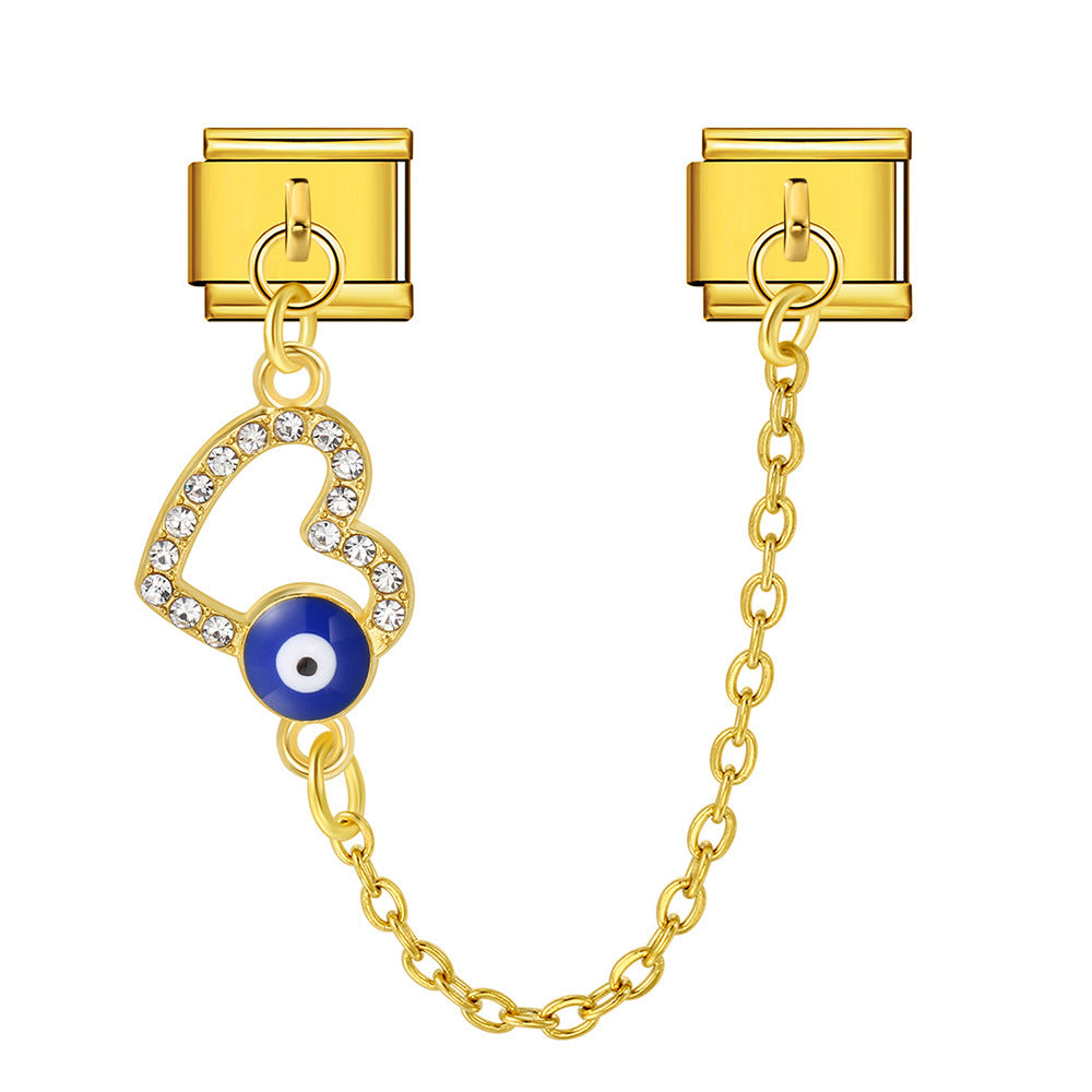 Wholesale  Italian Charm Bracelet 9mm DIY Devil' s Eye Hook Creative Stainless Steel Composable Bracelet