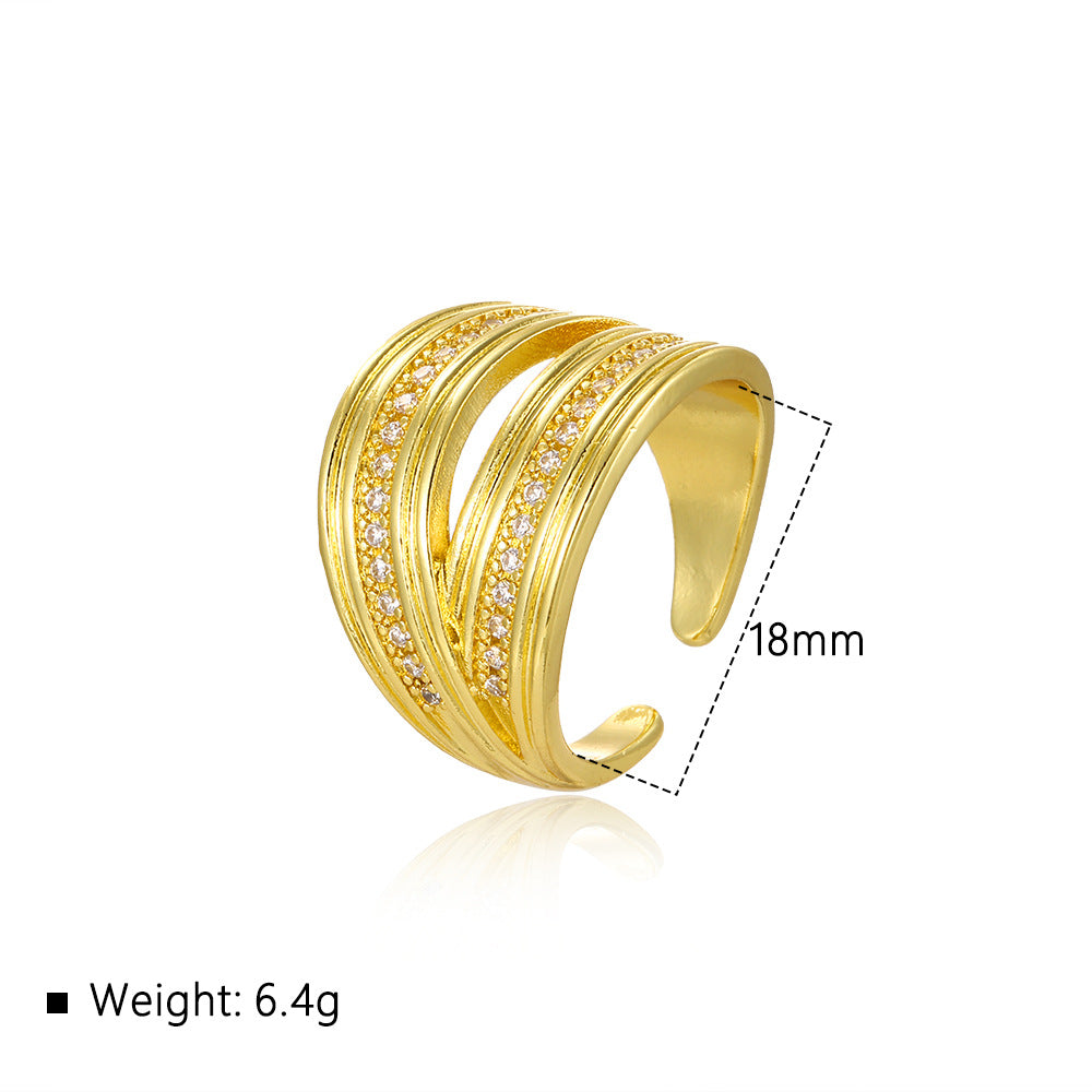 Wholesale Copper plated 18k gold double layer open ring