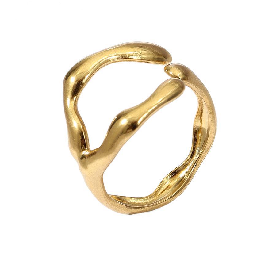 Wholesale Leaf Love Stainless Steel Ring 18k Gold Plated Rings ACC-RS-MuC005