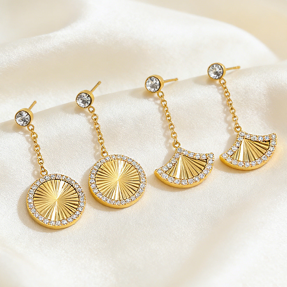 Wholesale 10PCS Titanium steel heart-shaped zircon earrings