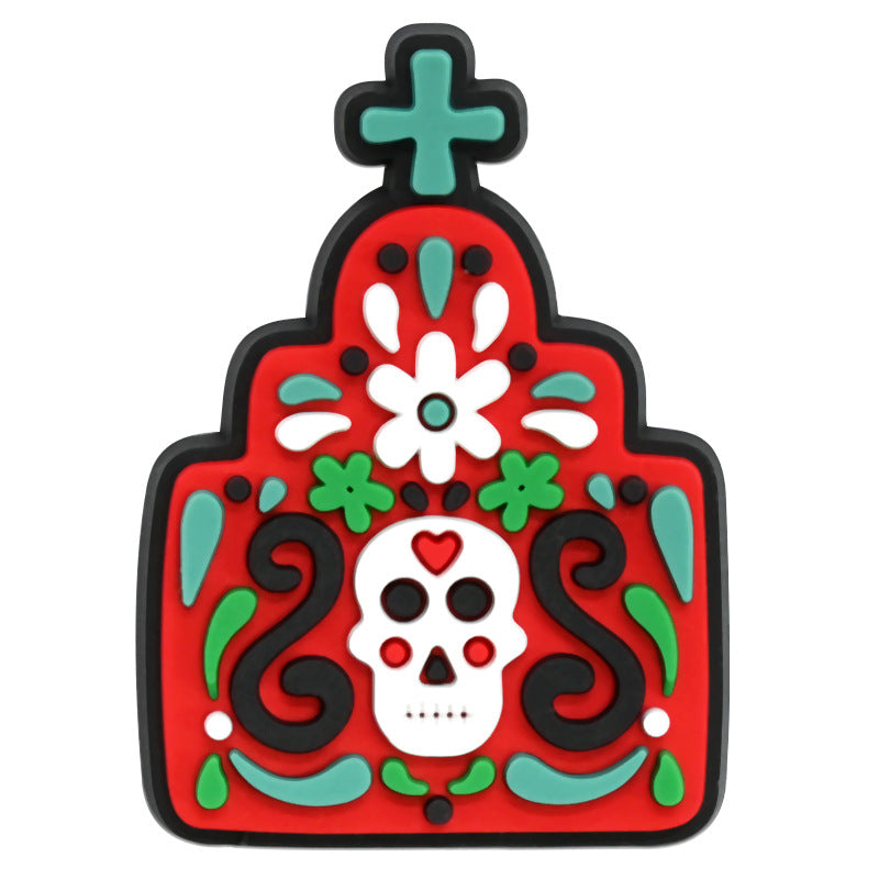 Wholesale Random 100pcs Day of The Dead PVC Soft Rubber Shoe Buckle Decoration ACC-SC-RYY075