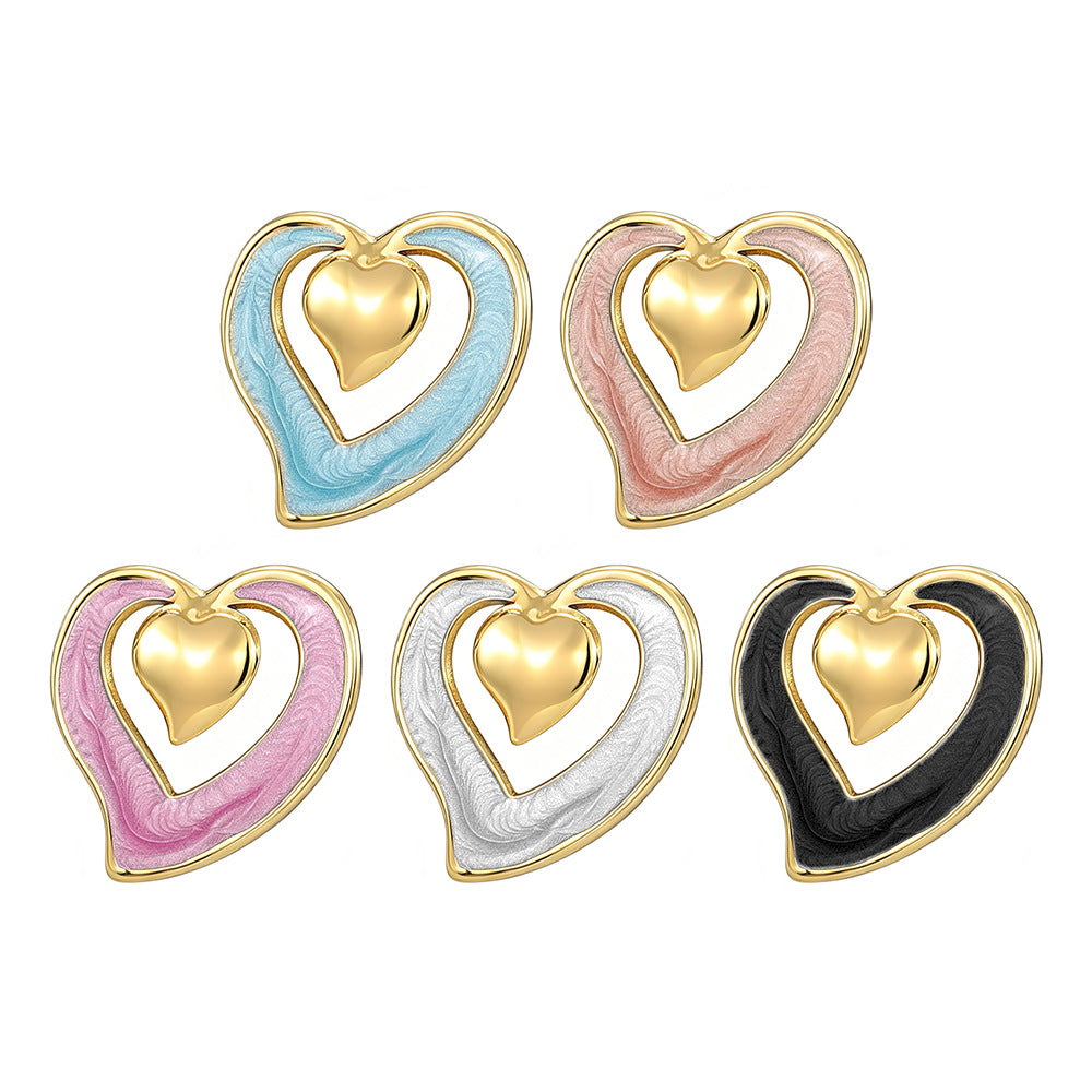Wholesale Fashion Love Heart Earrings Stainless Steel Simple Design Trendy Jewelry for Women Boutique Resale