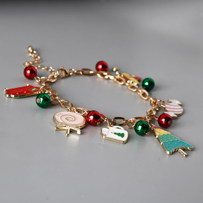 Wholesale Christmas Alloy Oil Drop Christmas Tree Candy Bracelet ACC-BT-HX005