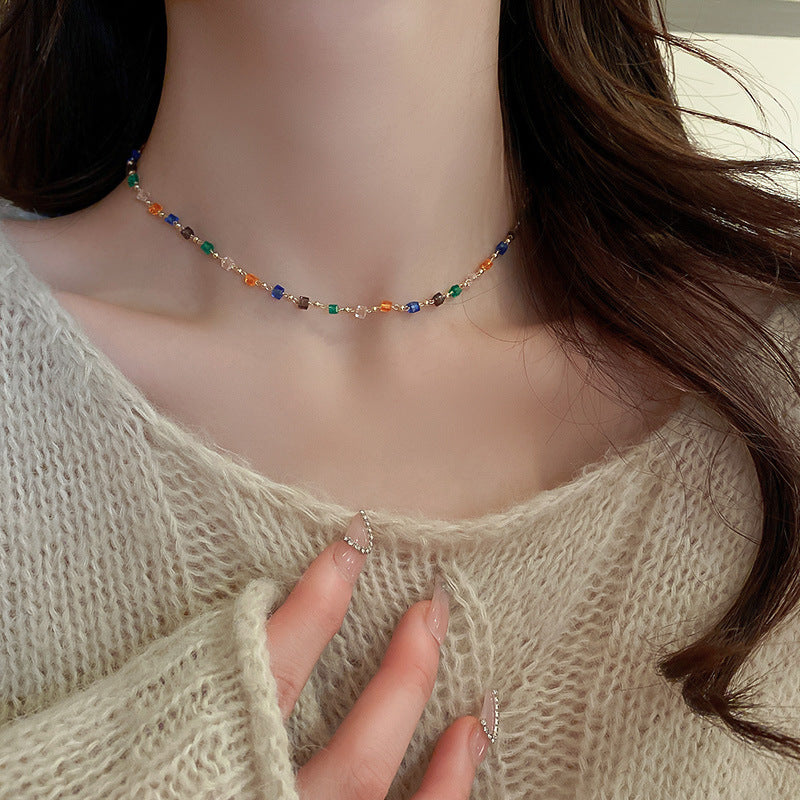 Wholesale Colorful Niche Necklaces for Women,  Trendy Internet Celebrity Clavicle Chains,  New Minimalist Ins-Style Neck Chains,  Neck Accessories,  Neckbands