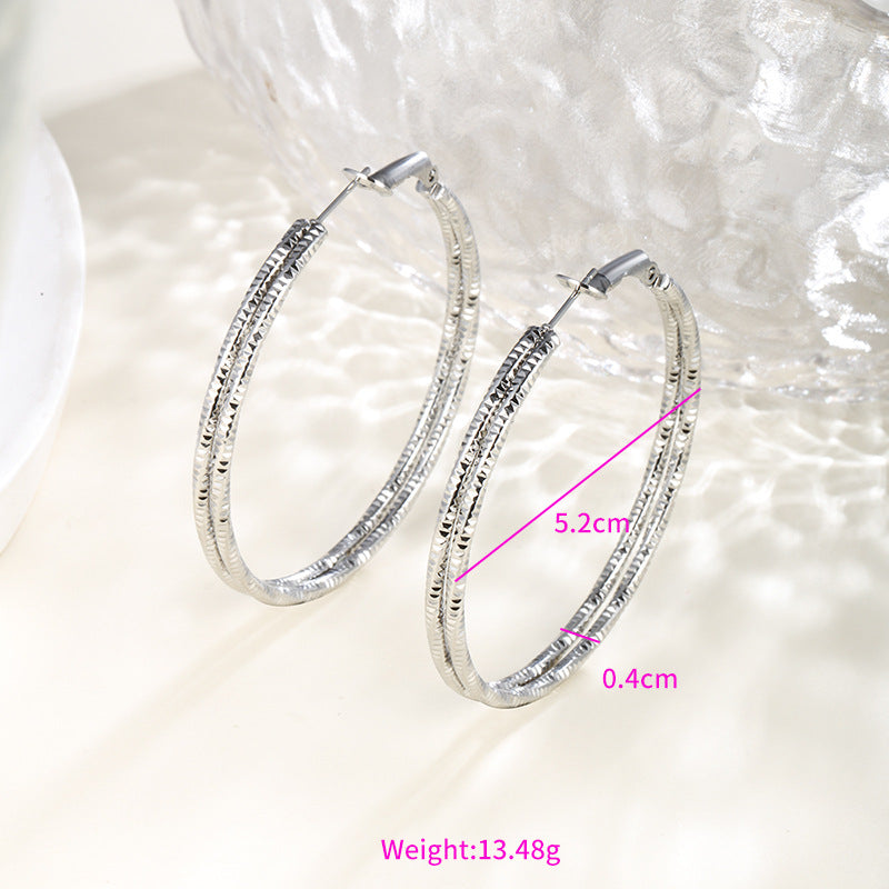 Wholesale Stainless steel heart-shaped large circle earrings