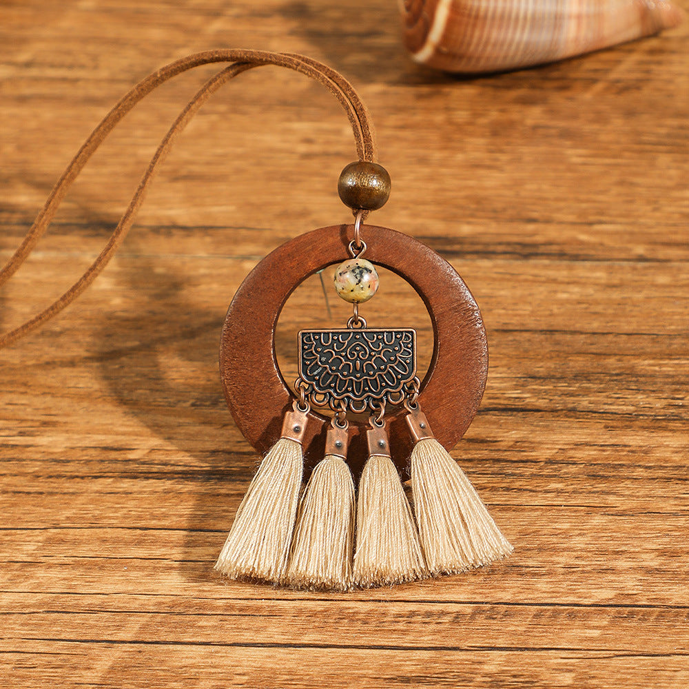 Wholesale Retro Ethnic Style Flower Shell Hollow Necklace Jewelry Accessory for Gift Boutique Resale