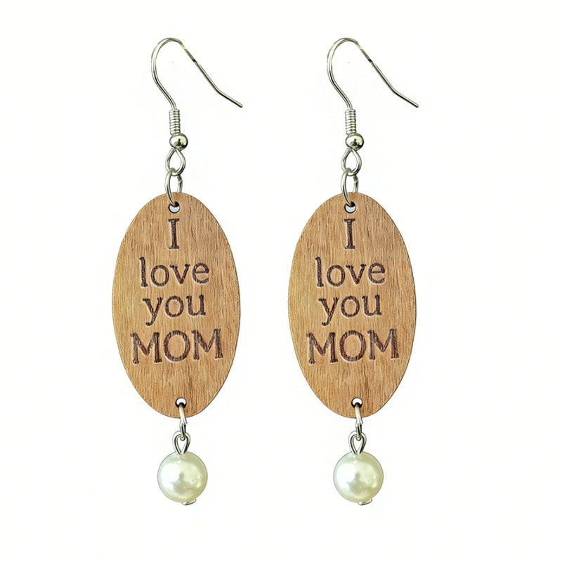 Wholesale 2 pairs Pearl and wooden floral earrings Mother' s Day gift