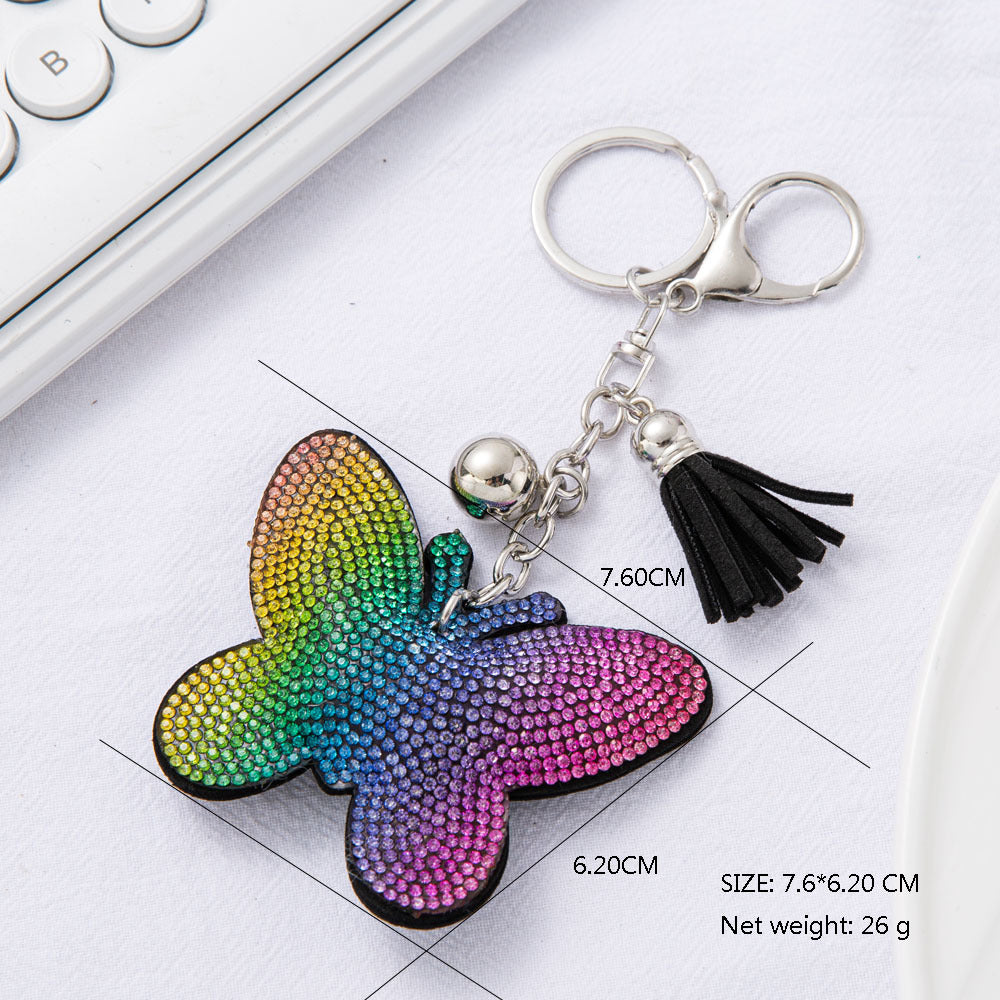 Wholesale  Diamond-embedded colorful butterfly keychain