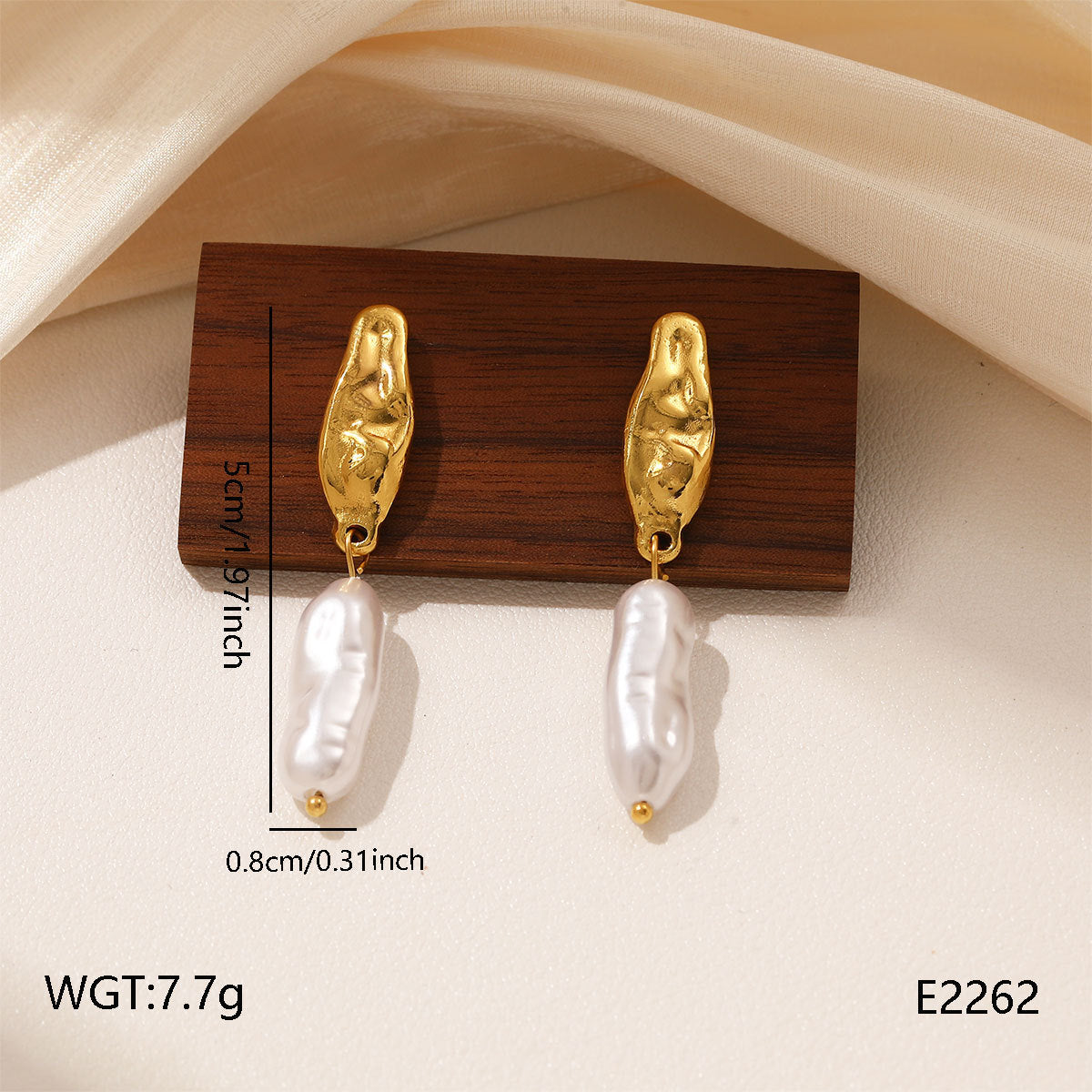 Wholesale Titanium Steel Geometric Pearl Drop Earrings,  Party Wear Fashion Accessory for Boutique Resale