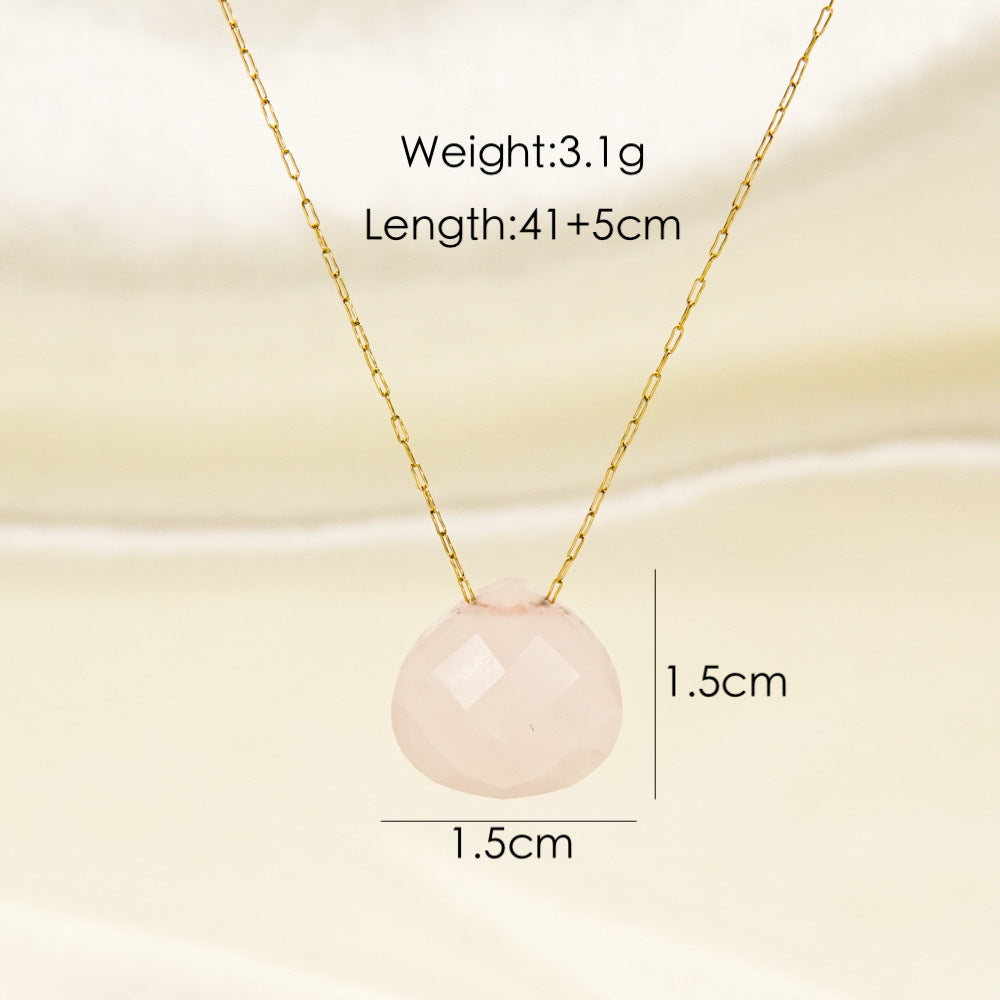Wholesale Stainless Steel Natural Stone Water Drop Pendant Clavicle Chain