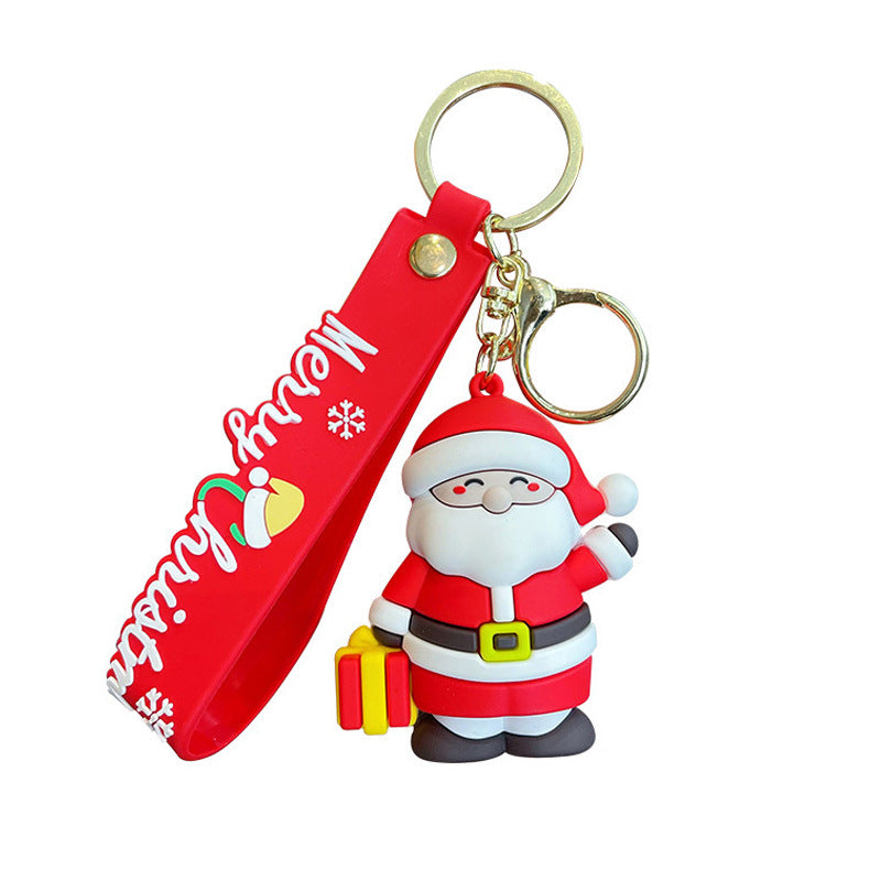 Wholesale Christmas Cartoon PVC Soft Rubber Elk Snowman Keychain Cute Keychain ACC-KC-ErLu015
