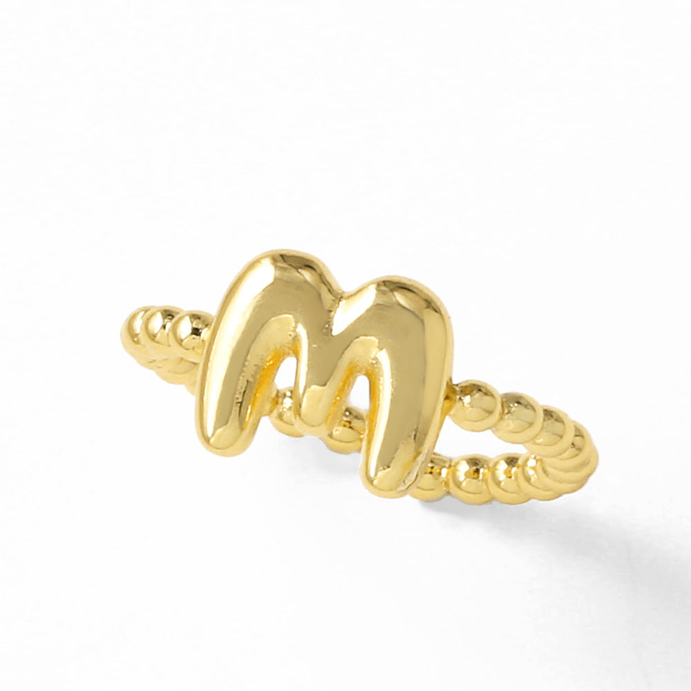 Wholesale 26 English letter rings gold-plated open rings