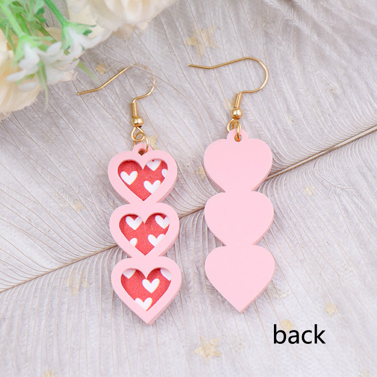 Wholesale 5pcs Valentine's Day Autumn/Winter Pink Love Acrylic Earrings ACC-ES-XiaoYan031