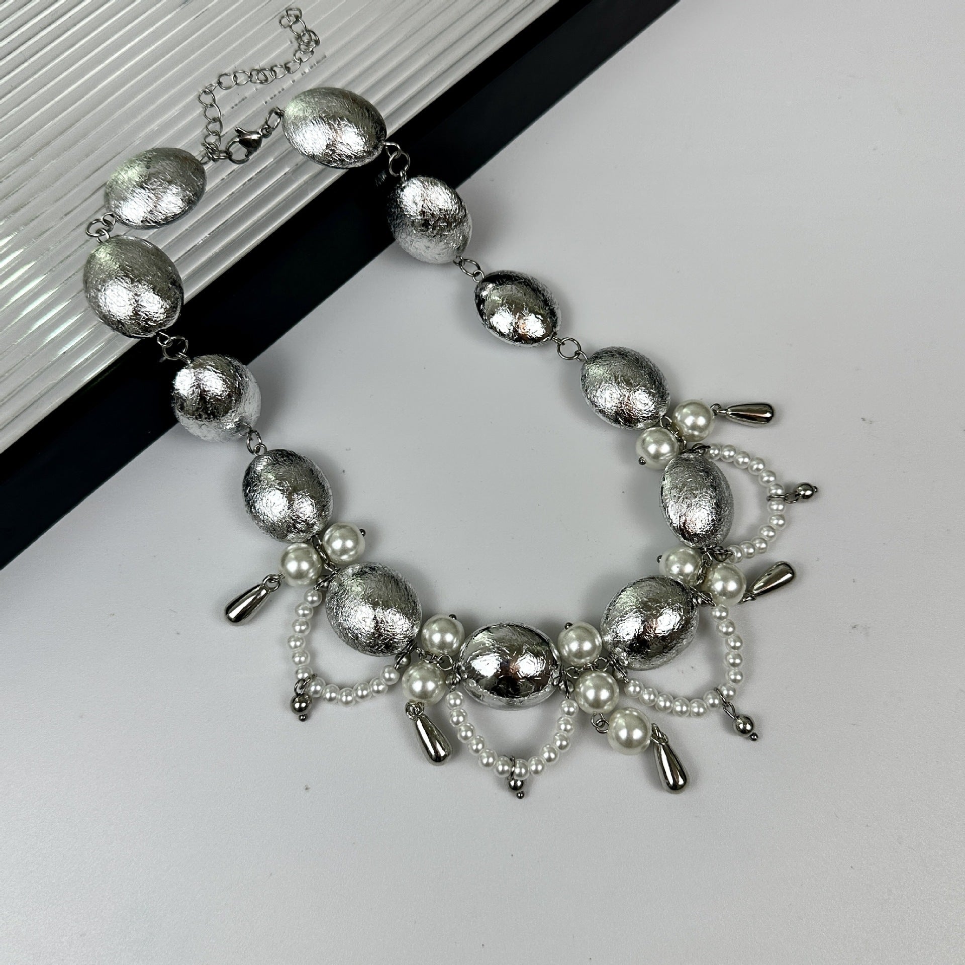 Wholesale Vintage Baroque Court Style Necklace  Pearl Diamond Tassel Multi-layer Short Neck Chain