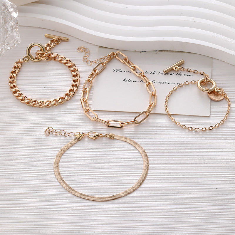 Wholesale Diamond Metal Geometric Creative Bracelet 4-piece Set ACC-BT-ChaoKai002