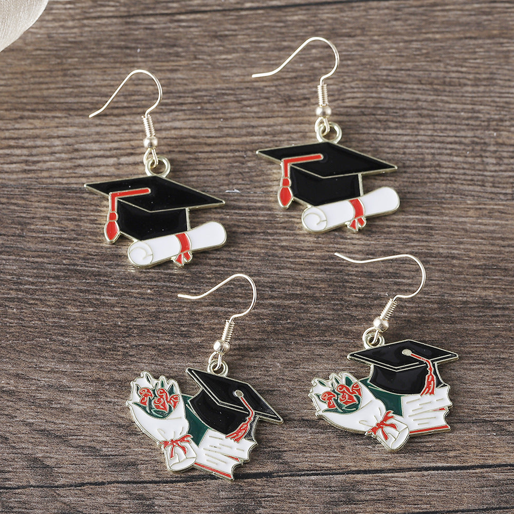 Wholesale  graduation season bachelor hat pendant earrings
