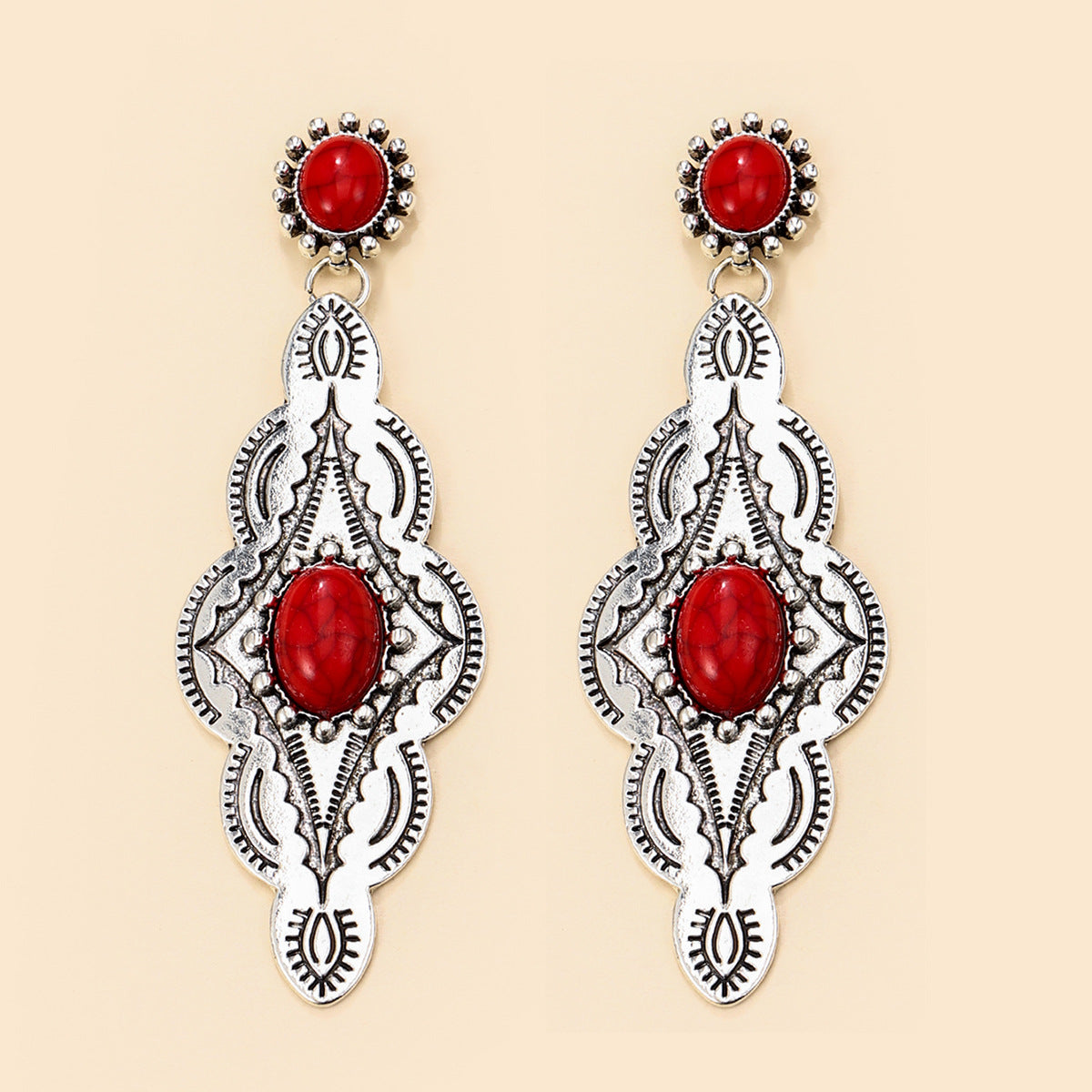 Wholesale Ethnic Style Alloy Long Earrings Micro Inlay Boutique Resale Jewelry Accessory