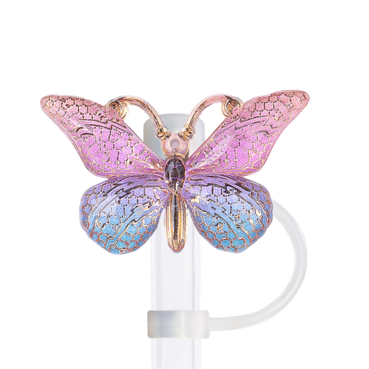 Wholesale 10pcs  Hot stamping gradient butterfly series Straw Cover Straw Tube Cap