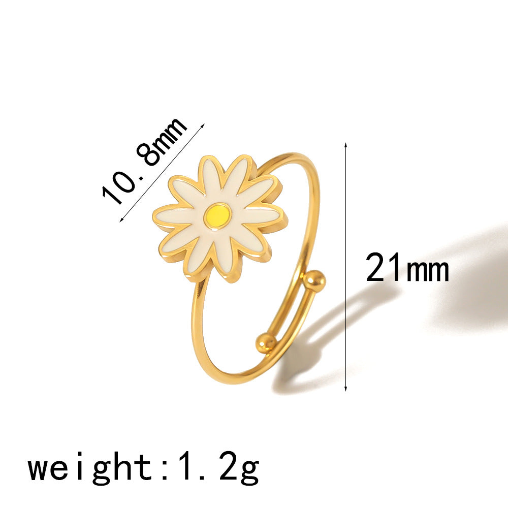 Wholesale Four Leaf Clover Love Heart 18K Gold Stainless Steel Open Adjustable Rings ACC-RS-LiQuan002