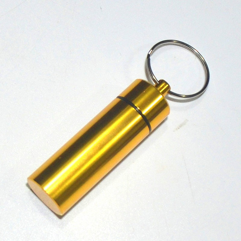 Wholesale Aluminum Alloy Flat Bottom Medicine Bottle Outdoor Convenient Keychain ACC-KC-KaBiao022